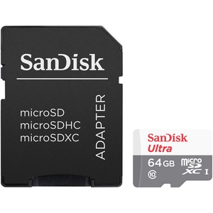 Кaрта памяти microSDXC 64Gb SanDisk ULTRA Android R:48 SDSQUNB-064G-GN3MA с переходником под SD