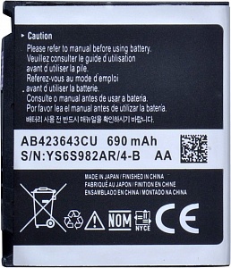 Аккумулятор AB423643C, AB394235C для Samsung D830/U100/U600/E840/X820 (Оригинальный)